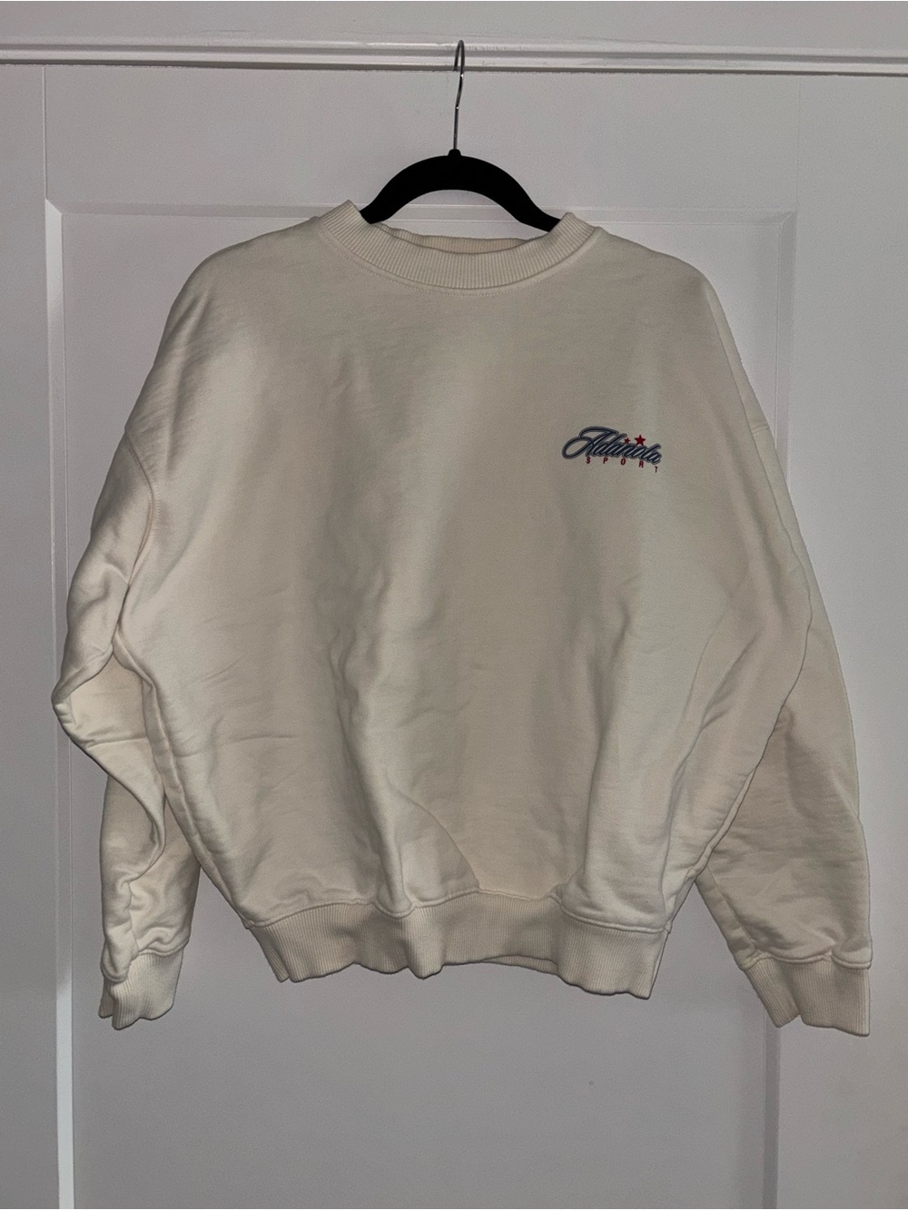 Adanola Varsity Collegiate Oversized Sweatshirt - Marshmallow White - Picture 2 of 5